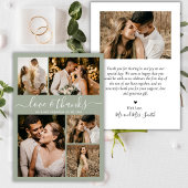 Love and Bedankt Script Green Photo Collage Weddin