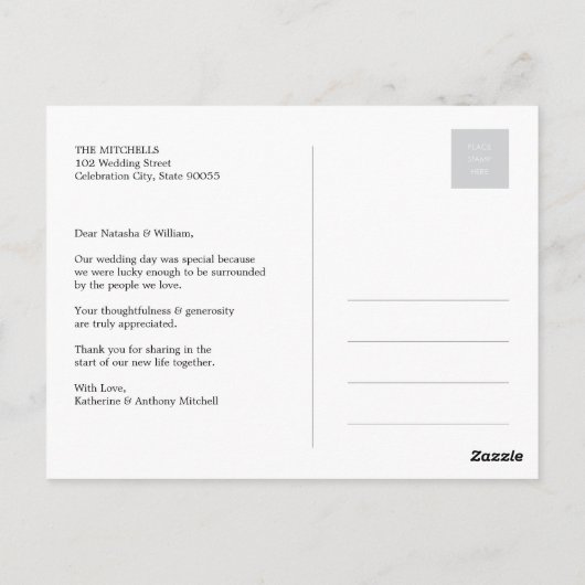 Love and Bedankt Script Photo Weddenschap Dankuwel Briefkaart (Achterkant)