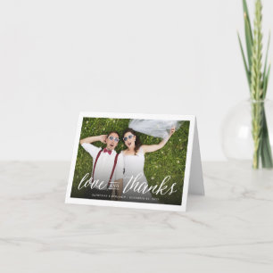 Love and Bedankt Script Photo Weddenschap Dankuwel Notitiekaartje