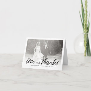 Love and Bedankt Script Photo Weddenschap Dankuwel Notitiekaartje
