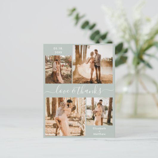 Love and Bedankt Script Weddenschap Bedankt Foto Briefkaart (Staand voorkant)