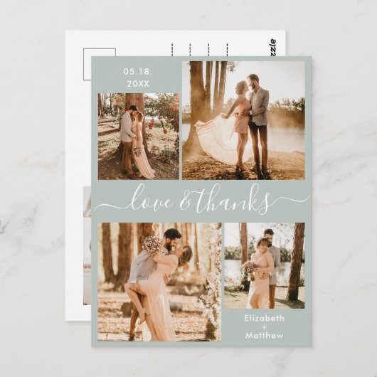 Love and Bedankt Script Weddenschap Bedankt Foto Briefkaart (Voorkant / Achterkant)