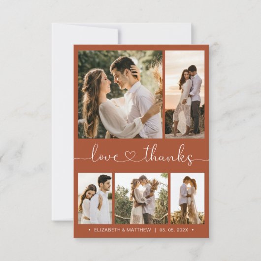 Love and Bedankt Terracotta Script Photo Wedding (Voorkant)