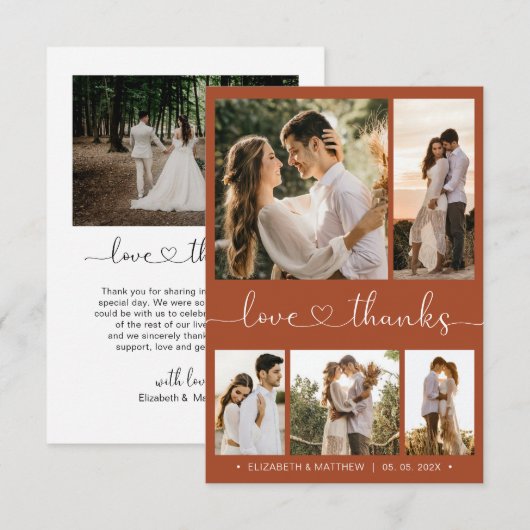 Love and Bedankt Terracotta Script Photo Wedding (Voorkant / Achterkant)