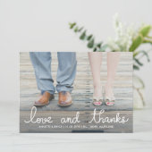 Love and Bedankt White Typography Weddenfoto (Staand voorkant)