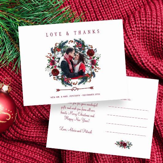 Love and Bedankt Winter Rustic Wedding Bedankt Briefkaart