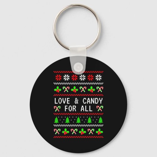 Love And Candy Christmas Candy Cane Ugly Christmas Sleutelhanger (Voorkant)