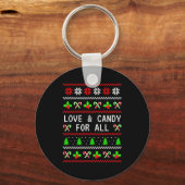 Love And Candy Christmas Candy Cane Ugly Christmas Sleutelhanger (Voorkant)