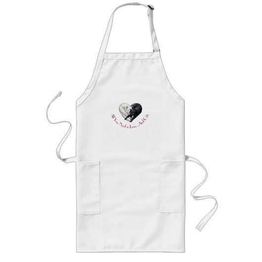 "Love and Cats" Apron Lang Schort (Voorkant)