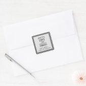 Love and Christmas Cookies Black & White Plaid Vierkante Sticker (Envelop)