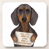 Love and Dachshund Bier Onderzetter (Voorkant)