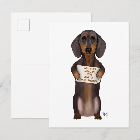 Love and Dachshund Briefkaart (Voorkant / Achterkant)