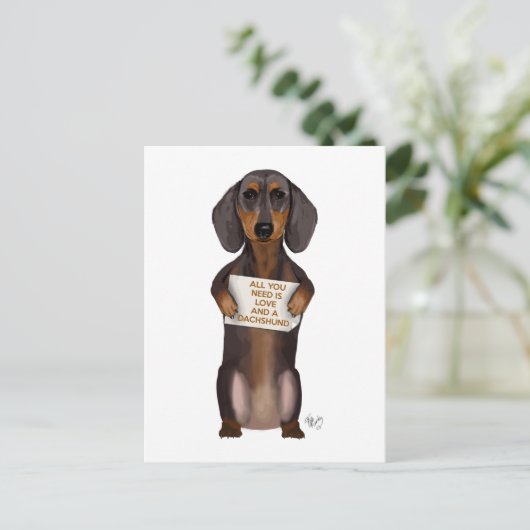 Love and Dachshund Briefkaart (Staand voorkant)