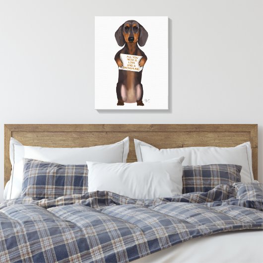 Love and Dachshund Canvas Afdruk (Insitu (Slaapkamer))