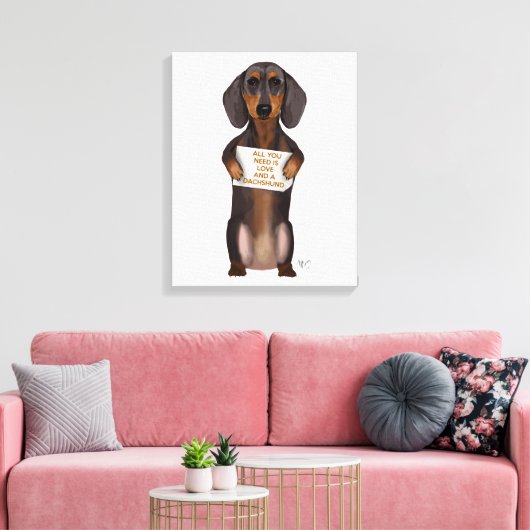 Love and Dachshund Canvas Afdruk (Insitu (Woonkamer))