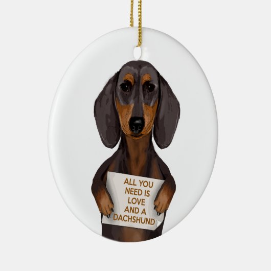 Love and Dachshund Keramisch Ornament (Rechts)