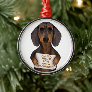 Love and Dachshund Metalen Ornament