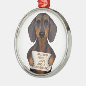 Love and Dachshund Metalen Ornament (Links)