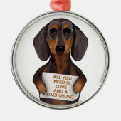 Love and Dachshund Metalen Ornament (Voorkant)