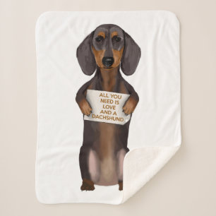 Love and Dachshund Sherpa Deken