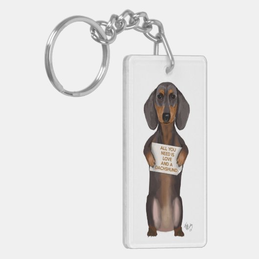 Love and Dachshund Sleutelhanger (Voorkant Links)
