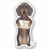 Love and Dachshund Sticker (Voorkant)