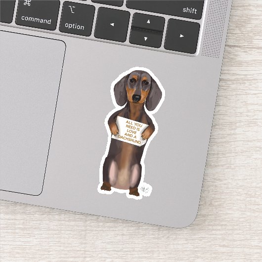 Love and Dachshund Sticker (Detail)