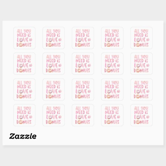 Love and Donuts Square Sticker (Vel)