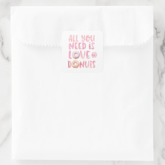 Love and Donuts Square Sticker (Tas)
