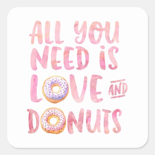 Love and Donuts Square Sticker (Voorkant)