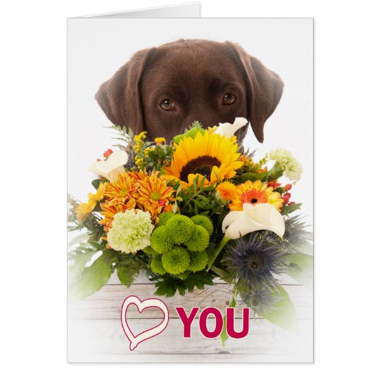 Love and flowers with Labrador dog Briefkaarten 0