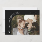 Love and Gratitude Black Wedding Photo Bedankkaart (Voorkant)