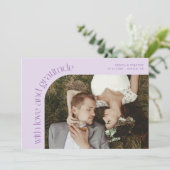 Love and Gratitude Lilac Wedding Photo Bedankkaart (Staand voorkant)