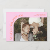 Love and Gratitude Orange Pink Wedding Photo Bedankkaart (Voorkant)