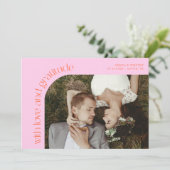 Love and Gratitude Orange Pink Wedding Photo Bedankkaart (Staand voorkant)