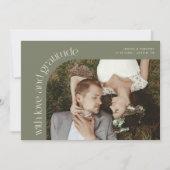 Love and Gratitude Sage Green Wedding Photo Bedankkaart (Voorkant)