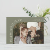 Love and Gratitude Sage Green Wedding Photo Bedankkaart (Staand voorkant)