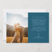 Love and Gratitude Teal Wedding Photo Bedankkaart (Achterkant)