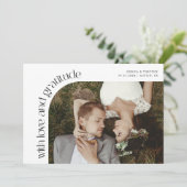 Love and Gratitude White Wedding Photo Bedankkaart (Staand voorkant)