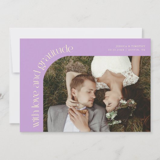 Love and Gratitude Wisteria Wedding Photo Bedankkaart (Voorkant)