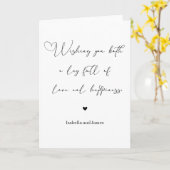 Love and Happiness Heart Embellished Wedding  Kaart (Gele Bloem)