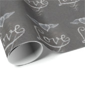 Love and Heart in Chalk Chalkboard Cadeaupapier (Rol Hoek)