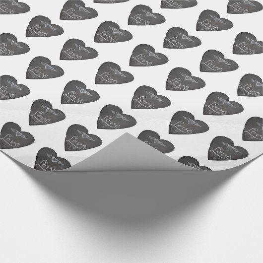 Love and Heart in Chalk Chalkboard Pattern Cadeaupapier (Hoek)