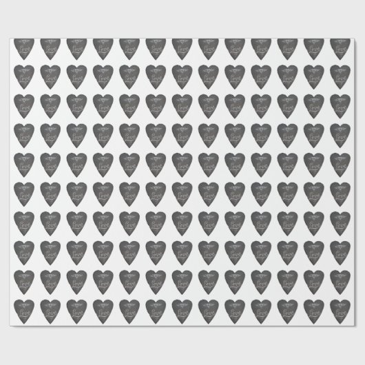 Love and Heart in Chalk Chalkboard Pattern Cadeaupapier (Vlak)