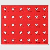 Love and Hearts Red Cadeaupapier (Vlak)