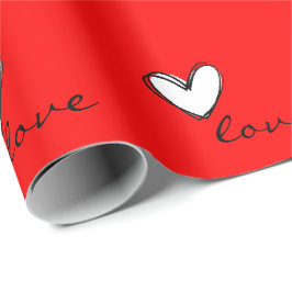 Love and Hearts Red Cadeaupapier