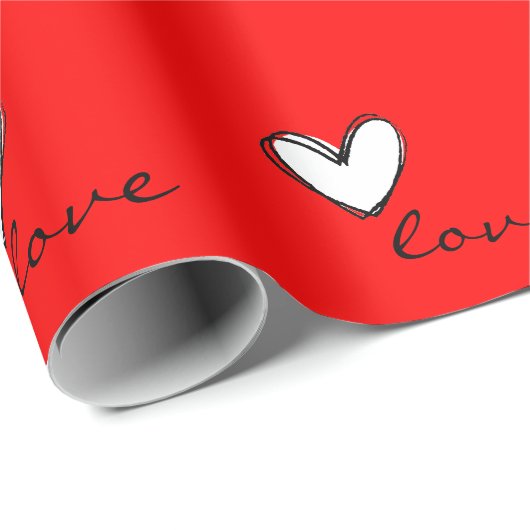 Love and Hearts Red Cadeaupapier (Rol Hoek)