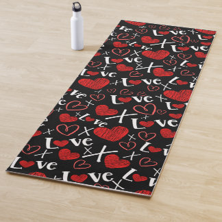Love and hearts seamless pattern yogamat