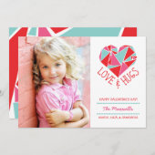 Love and Hugs Photo Valentijn Card Feestdagenkaart (Voorkant / Achterkant)