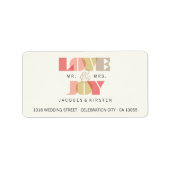 Love and Joy Clear Geo Typography Holiday Wedding Etiket (Voorkant)
